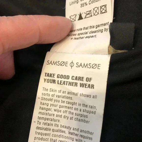 Samsoe & Samsoe leather jacket.  Zippered front with two side zippered pockets. - Picture 13 of 15